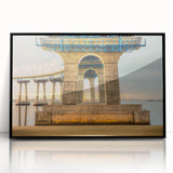 Large abstract wall art of Coronado, California in muted gray tones on a framed acrylic, ideal for modern living room decor.