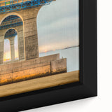 Black framed canvas of a textured Coronado, California scenery in vibrant colors, suitable for large living room walls.