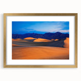 Extra large wall art depicting an abstract, textured depiction of Death Valley in muted earth tones, framed in gold.