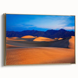 Framed canvas of Death Valley landscape in muted earth tones, ideal for bedroom wall art.