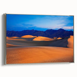 Landscape art painting of Death Valley with muted earth tones on a framed canvas, suitable for office decor.