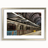 Textured art print of abstract Hollywood, California scenery in muted earth tones on a framed silver mat.