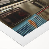 Art deco poster of the Hollywood, California scenery in muted colors on rolled canvas, suitable for dining room walls.