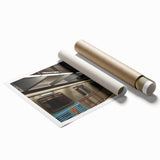 Extra large rolled print of a floral Hollywood, California scenery in pastel shades, ideal for classy bathroom wall art.