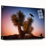 Acrylic print of Joshua Tree landscape in muted earth tones, suitable for bedroom or dining room decor.