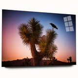 Acrylic print of Joshua Tree scenery in muted earth tones, suitable as bedroom or dining room art.