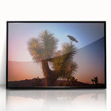 Large abstract wall art depicting Joshua Tree in muted earth tones on a framed acrylic, ideal for modern living room decor.