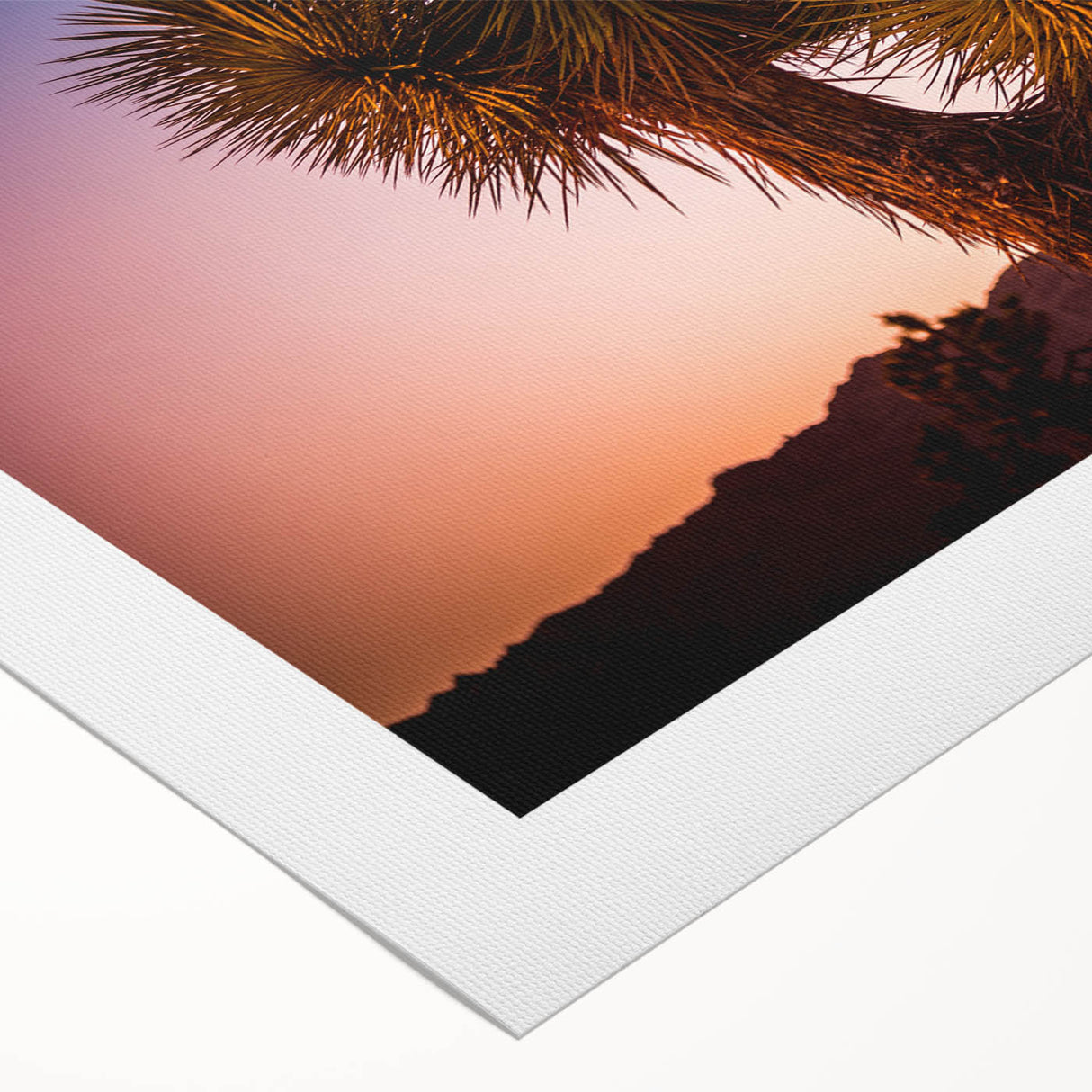 Art deco poster featuring Joshua Tree landscape in muted earth tones on rolled canvas, suitable for dining room decor.