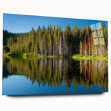 Acrylic print of Lake Tahoe with vibrant blue and green hues, ideal for bedroom or dining room art.