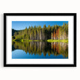Extra large framed print of abstract Lake Tahoe scenery in vibrant, textured colors, suitable for living room decor.