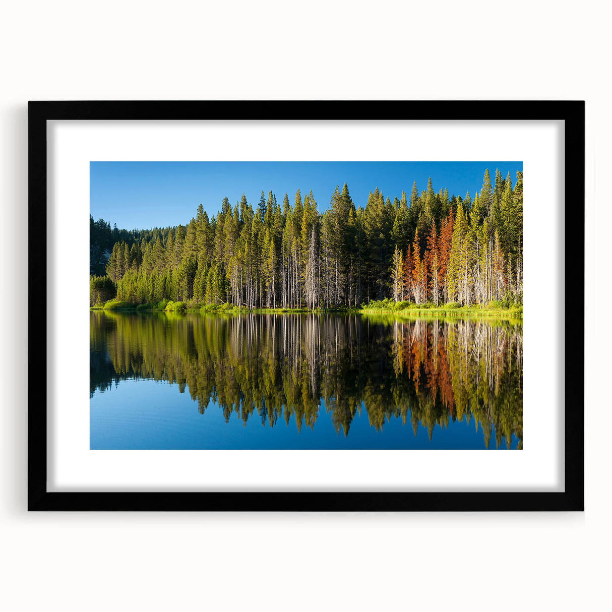 Extra large framed print of abstract Lake Tahoe scenery in vibrant, textured colors, suitable for living room decor.