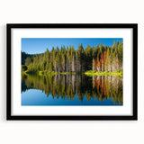 Extra large framed print of abstract Lake Tahoe scenery in vibrant, textured colors, suitable for living room decor.