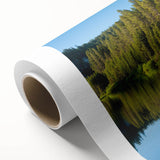 Art Deco poster of Lake Tahoe with vivid blue and green tones on rolled canvas, suitable for nursery wall art.