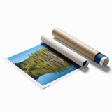 Extra large rolled print of Lake Tahoe with muted blue tones, ideal for classy bathroom wall art.