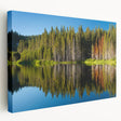 Large canvas print of Lake Tahoe with clear blue waters and surrounding forests, suitable for kitchen wall art.