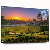 Acrylic print of Napa Valley landscape in muted earth tones, suitable for dining room decor.