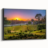 Black and white framed canvas of Napa Valley landscape, ideal for bedroom wall art in a vintage poster style.