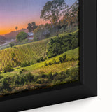 Extra large framed canvas depicting a textured black wall art scene of California's Napa Valley in colorful, vibrant hues.