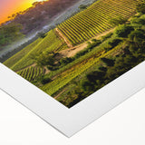 Art deco poster of Napa Valley landscape in muted earth tones on rolled canvas, suitable for dining room wall art.
