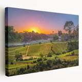 Scenic Napa Valley landscape on large stretched canvas, showcasing green vineyards under a clear sky.