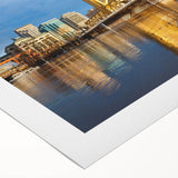 Art deco poster featuring Sacramento scenery in muted gold and teal tones on rolled canvas.