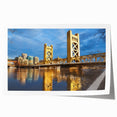 Extra large rolled print featuring Sacramento scenery with vibrant floral elements, ideal for dining room wall art.