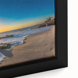 Extra large framed canvas of a textured San Diego scenery in black with colorful accents, ideal for living room decor.