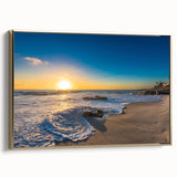 Framed canvas depicting a vintage-style San Diego landscape in black and gold tones, ideal for bedroom wall art.