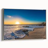 Framed canvas of a vintage-style San Diego landscape painting with colorful hues, ideal for living room decor.