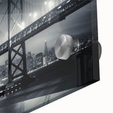 Mid-century modernist large abstract depiction of San Francisco on acrylic glass, in vibrant hues, ideal for dining room art.