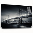 Acrylic print of the San Francisco skyline with subdued blue and gray tones, suitable for bedroom or dining room decor.