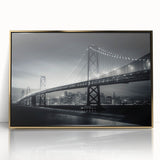 Acrylic print of San Francisco skyline in gold and black tones, ideal for modern art wall decor.