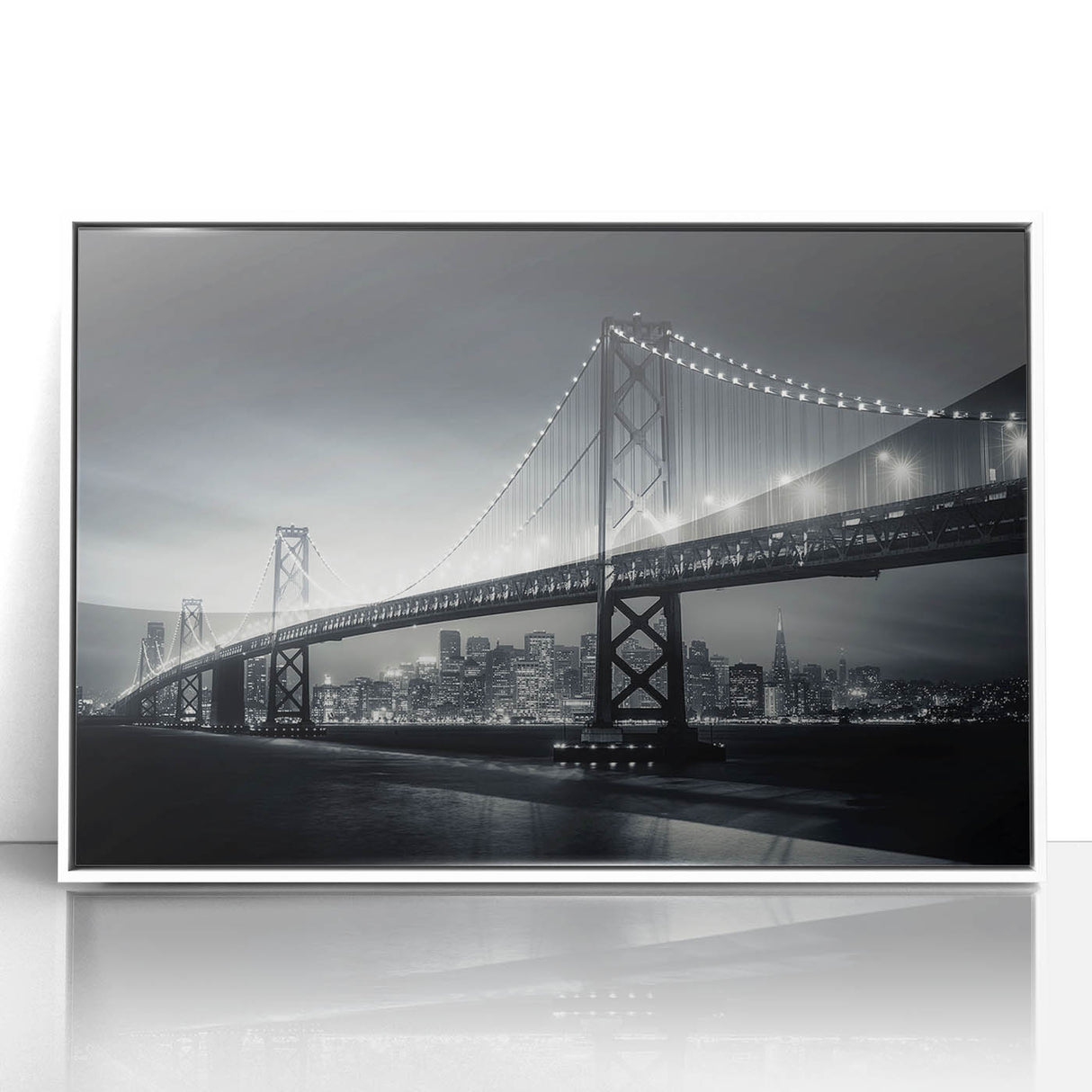 Acrylic print of San Francisco skyline in art deco style with pastel shades, ideal for modern nursery wall decor.
