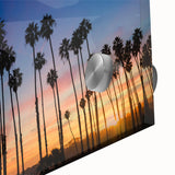 Large abstract wall art depicting Santa Barbara scenery in mid-century modernist style on acrylic glass.
