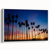 Vintage poster art depicting Santa Barbara, with colorful elements on a white-framed canvas, ideal for living room decor.