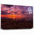 Acrylic print of a large abstract depiction of Santa Cruz, featuring blue and green tones, ideal for dining room decor.