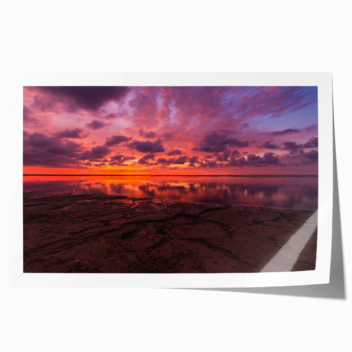 Extra large rolled print of Santa Cruz scenery in muted earth tones, ideal for art wall dining room.