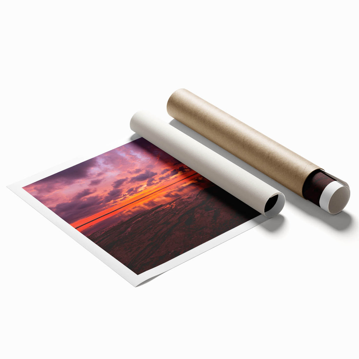 Extra large rolled print of Santa Cruz scenery with vibrant floral art, ideal for classy bathroom or large living room wall.