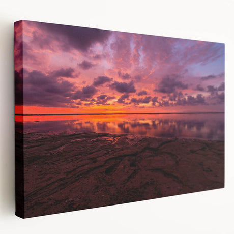 Side view of a stretched canvas featuring a vibrant Santa Cruz landscape, ideal for kitchen wall art.