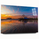 Large abstract wall art of Santa Monica in muted blue and gray tones, acrylic print.