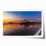 Rolled print of Santa Monica scenery in soft pastel shades, suitable for art wall dining room.