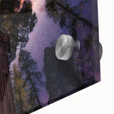 Large abstract wall art of California sequoias in muted earth tones on acrylic glass, ideal for dining room ambiance.