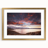 Extra large abstract art print of Sierra Nevada in textured style with gold frame, ideal for living room decor.