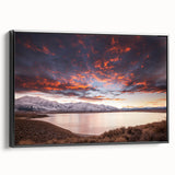 Black and white framed canvas of Sierra Nevada landscape, ideal for bedroom wall art in vintage poster style.