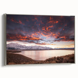 Landscape art painting of Sierra Nevada on a framed canvas.