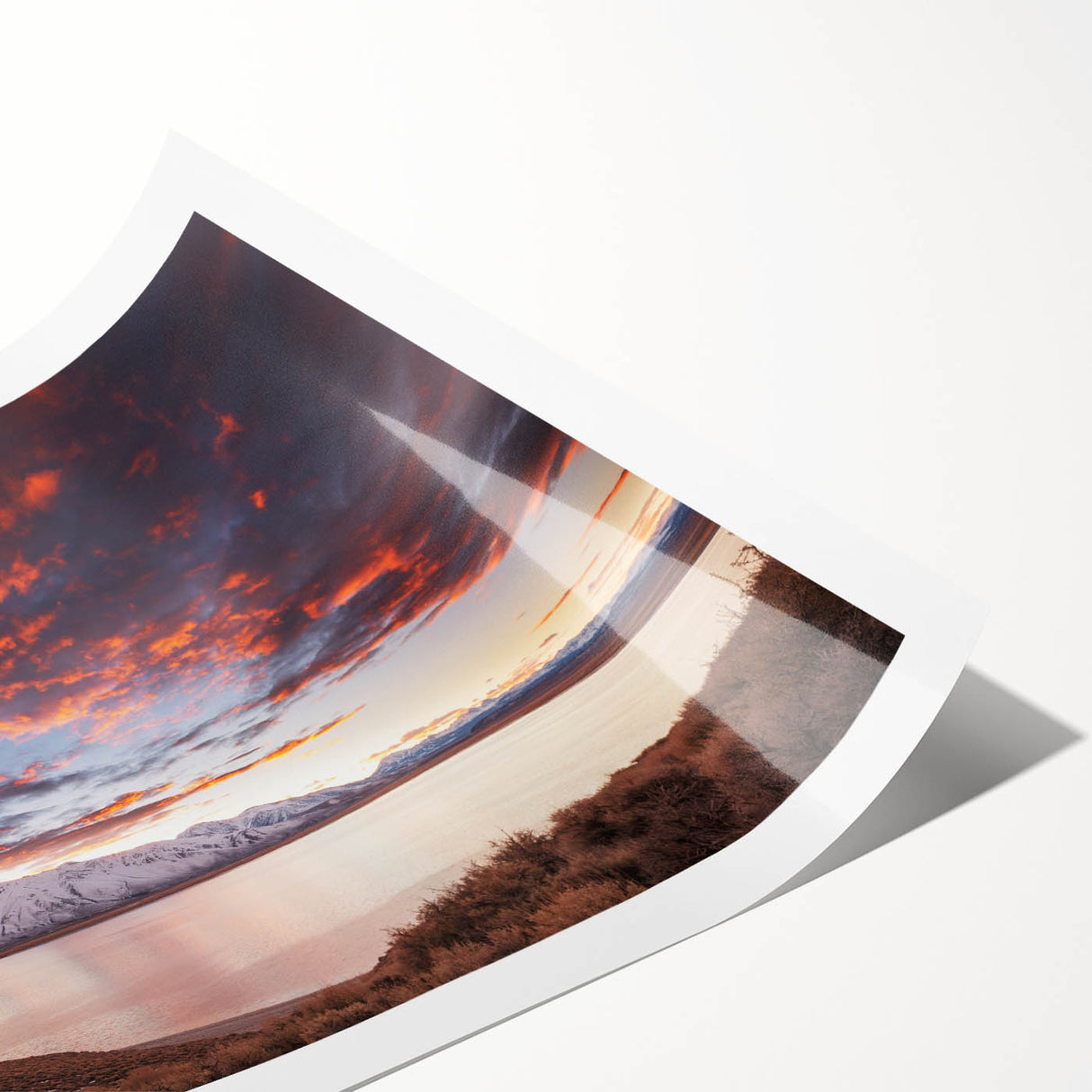 Extra large rolled canvas print featuring line art flowers and Sierra Nevada scenery, ideal for large living room wall art.