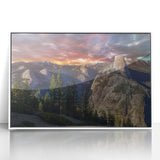 Framed acrylic print of Yosemite National Park with muted earth tones, ideal for modern art wall decor.