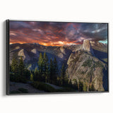 Black and white landscape art painting of Yosemite on a framed canvas, ideal for bedroom wall decor.