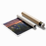Yosemite National Park scenery on a rolled canvas, featuring a wide panoramic view with earth tones.