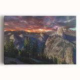 Black and white large art print of Yosemite on stretched canvas, suitable for kitchen wall art.